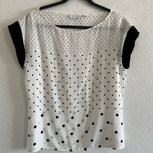 Women New York & Company polka dot blouse M